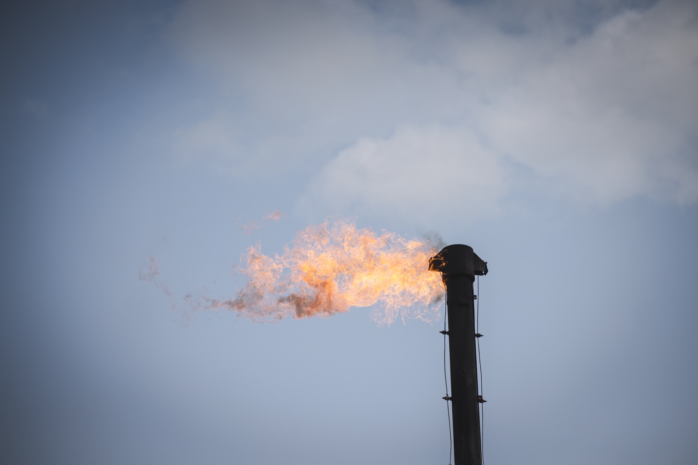 Gas flare against the sky